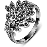 Yfnfxl Vintage Rings for Women Black Rings for Women Crystal Statement Cocktail Rings