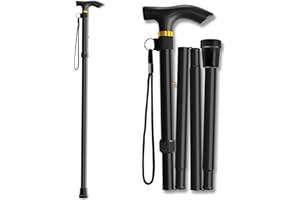 PANZHENG Walking Cane, Folding Cane for Man & Women, Portable Lightweight | 5-Level Adjustable Height, Collapsible Cane for Seniors Balancing Mobility Aid