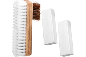 Suede Shoe Brush and Eraser Kit, 2-in-1 Suede Cleaning Brush with 2 Erasers Practical Shoes Cleaning Tools for Nubuck Boots B