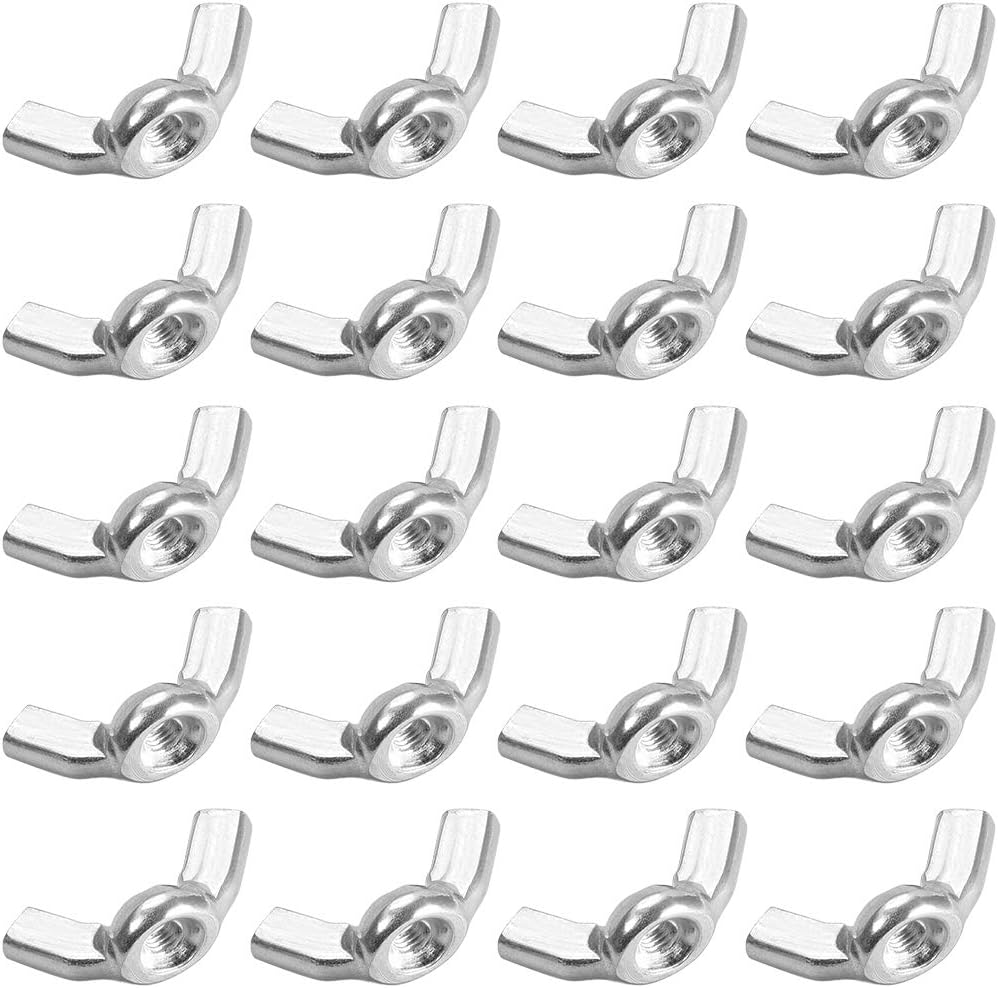 sourcing map M3 Wing Nuts, Carbon Steel Zinc Plated Fasteners Parts Hurrican Screws Hand Twist Tighten Ear Butterfly Nut, 20pcs