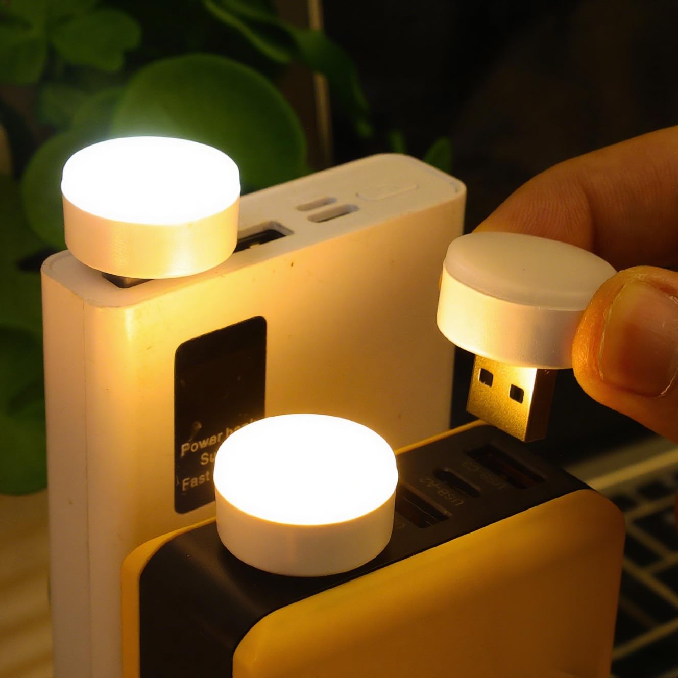 Photo 1 of 10PCS Mini USB Night Lights Plug-in LED Bulb for Bedroom Bathroom Car Decor Atmosphere Lamp Warm White