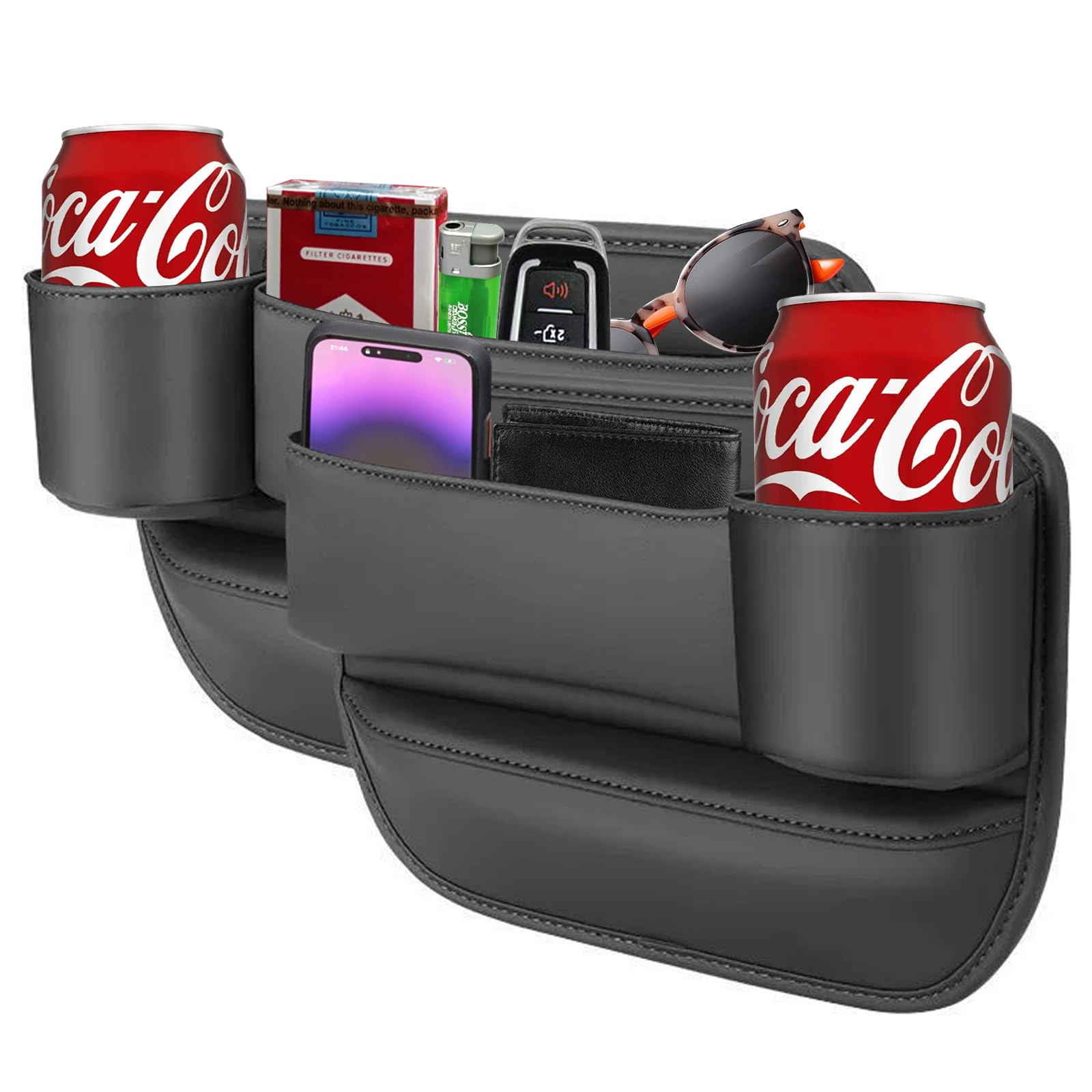 Photo 1 of Axutous Car Seat Gap Filler Organizer Cup Holder Universal Fit Car SUV Truck Accessories Car Seat Storage Box Things from Dropping (Black, Driver'+Passenger's Seat)