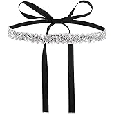 Exircy Bridal Rhinestone Wedding Waist Belt, Women Sparkly Crystal Black Belts Adjustable Handmade Ribbon Crystal Belt Glitter Wedding Dress Belts for Women, Bride