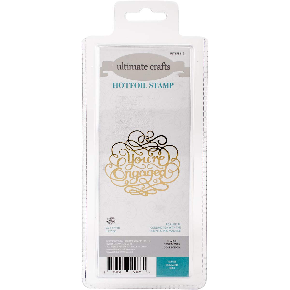 Ultimate Crafts You're Engaged Hot Foil Stamp, Metal, Grey, 22.8 x 9.9 x 0.6 cm