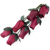 Burgundy Roses Bunch of 8 Closed Bud Wooden Roses for Crafts Custom Bouquets and Other DIY Projects. Choose Form Over 60 Colors