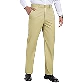 DOWMQ Mens Slacks Straight Fit Golf Pants Elastic Waist Dress Pants Lightweight Stretch Casual Business Work with 5 Pockets