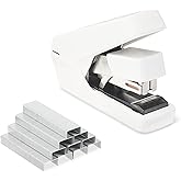 Amazon Basics Office Heavy Duty Stapler, Flat Clinch, Effortless, 40 Sheet Capacity, 1000 Staples, No Jam, for Classroom, Office or Desk Use, White