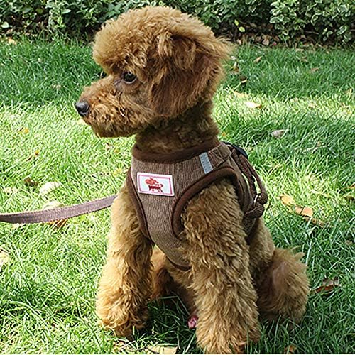 DETALLAN Dog and Cat Universal Harness with Leash Set, Adjustable Outdoor Pet Vest - Adjustable Reflective Soft Mesh Corduroy Dog Harnesses