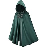 Qtdstz Medieval Hooded Cape, Renaissance Cloak Costume, Dark Green Halloween Cosplay Outfit