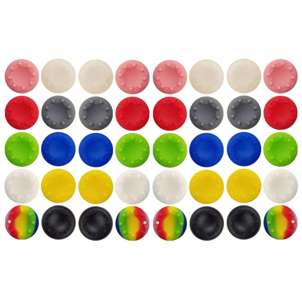 40 Pcs Colorful Silicone Accessories Replacement Parts Thumb Grip Cap Cover, Analog Controller Thumb Stick Grips Cap Cover For PS2, PS3, PS4, XBox 360, XBox One Controller