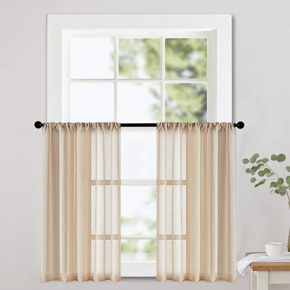 MRTREES Tier Curtains 30 inches Long Short Sheer Curtain