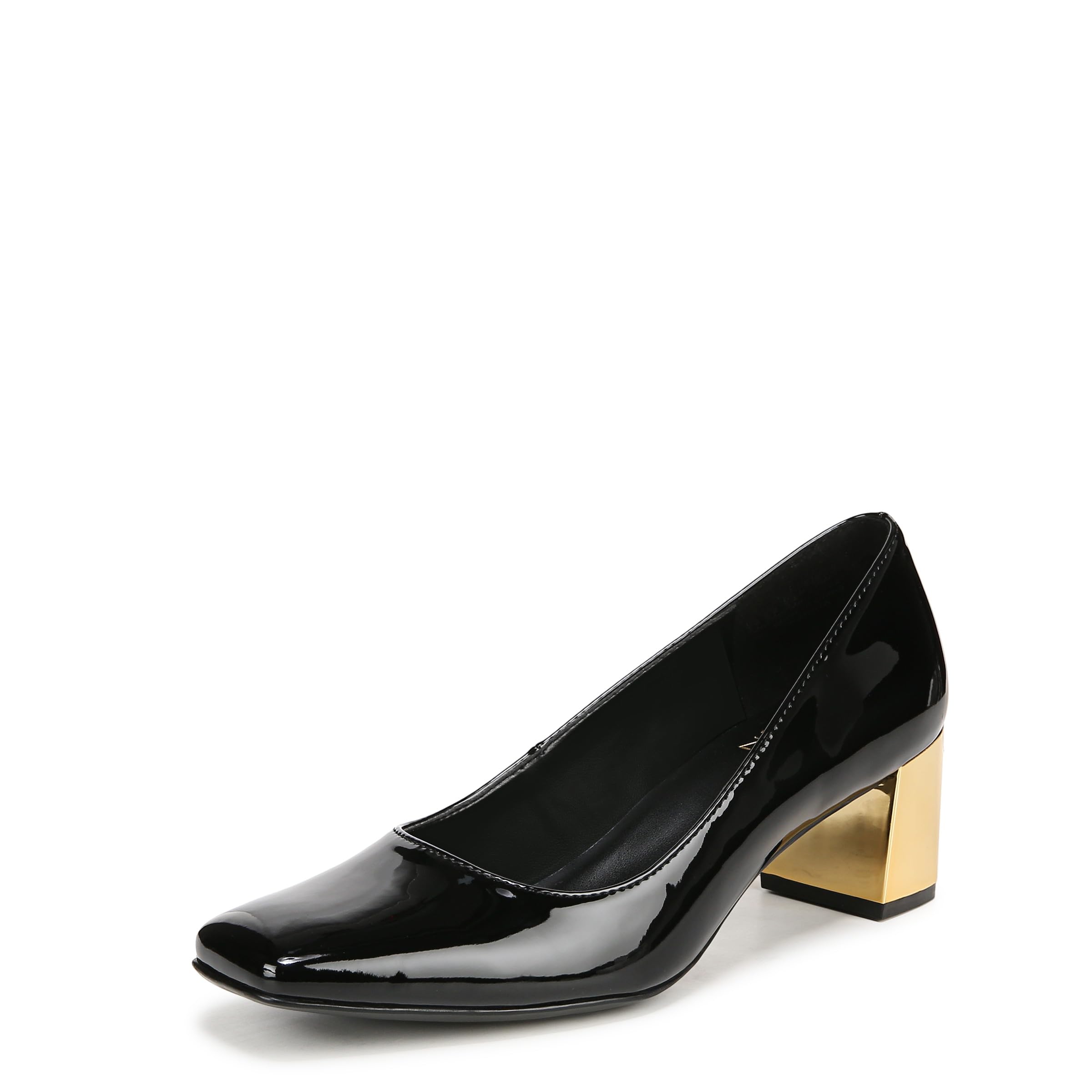 Naturalizer Womens Karina Low Block Heel Square Toe Pump Pump Black Patent 8 M