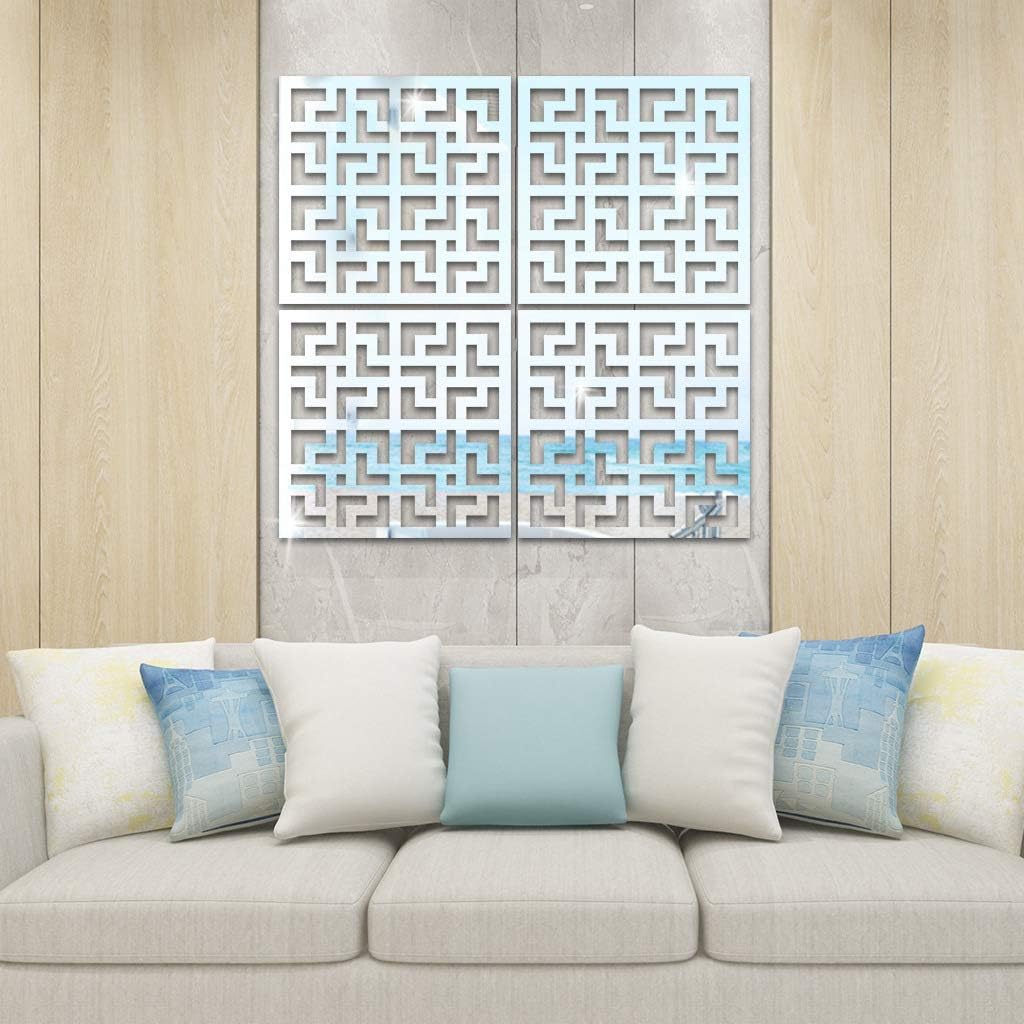 Chinese Style Hollow-Out Window Pattern Self-Adhesive Acrylic Mirror Wall Sticker - Image 3