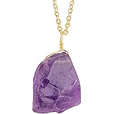 NJCRAFT Raw Gemstone Pendant Necklace for Women |Natural Healing Crystal Rough Pendant 15–25 Carat | 8–14 mm Stone |Gold Plated Chain 16+2 Inch Adjustable | Gift Jewelry