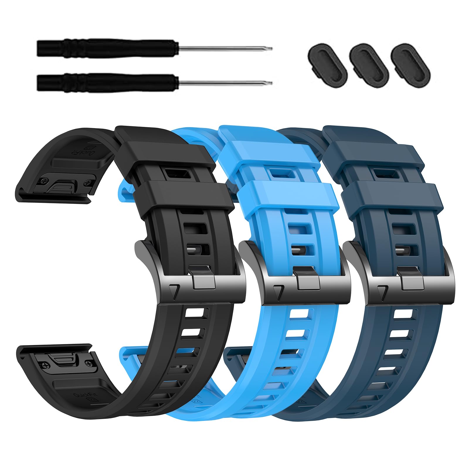 EZMVZKU 22mm Quickfit Silicone Strap for Garmin Fenix 8 AMOLED 47mm/7/7 Pro/6/6 Pro/5/5 Plus,Sport Watch Band for Fenix E/Forerunner 965 955 945/epix Pro 47mm/Approach S70 47mm/S62/S60/Quatix 7 Pro