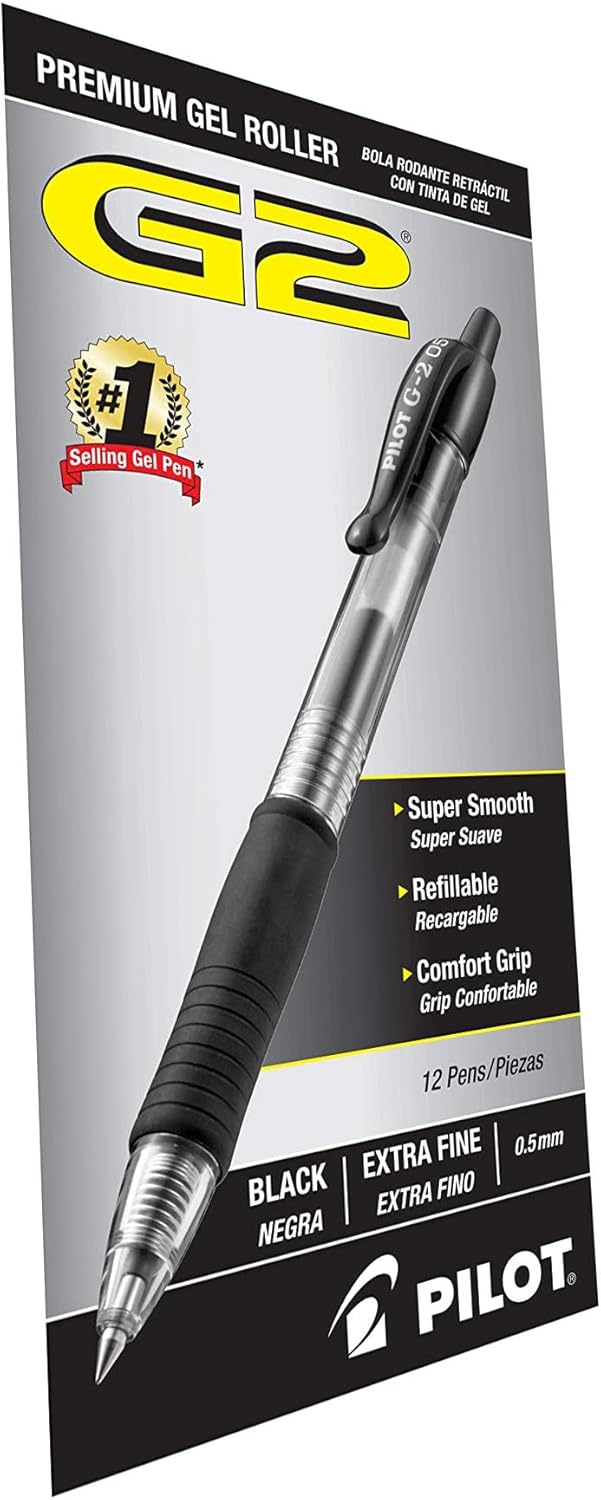 Pilot G2 Retractable Gel Ball Pens, Black, 12 Ct: Office Products