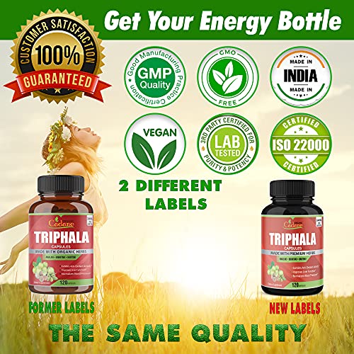 Organic Triphala (3 Fruit Powders) Capsules 3000mg, 120 Veggie Capsules