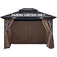 COWVIE 4-Panel 10' x 12' Gazebo Replacement Curtains, Patio Privacy Sidewalls with Double Zipper, Replacement for Outdoor Gazebo Canopy (Curtain Only)