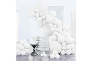 PartyWoo White Balloons 123pcs Different Sizes Pack of 18 12 10 5 Inch Matte White Latex Balloon Arch Kit Garland for Wedding Bridal Graduation Baby Shower Birthday Party Decorations White-Y13
