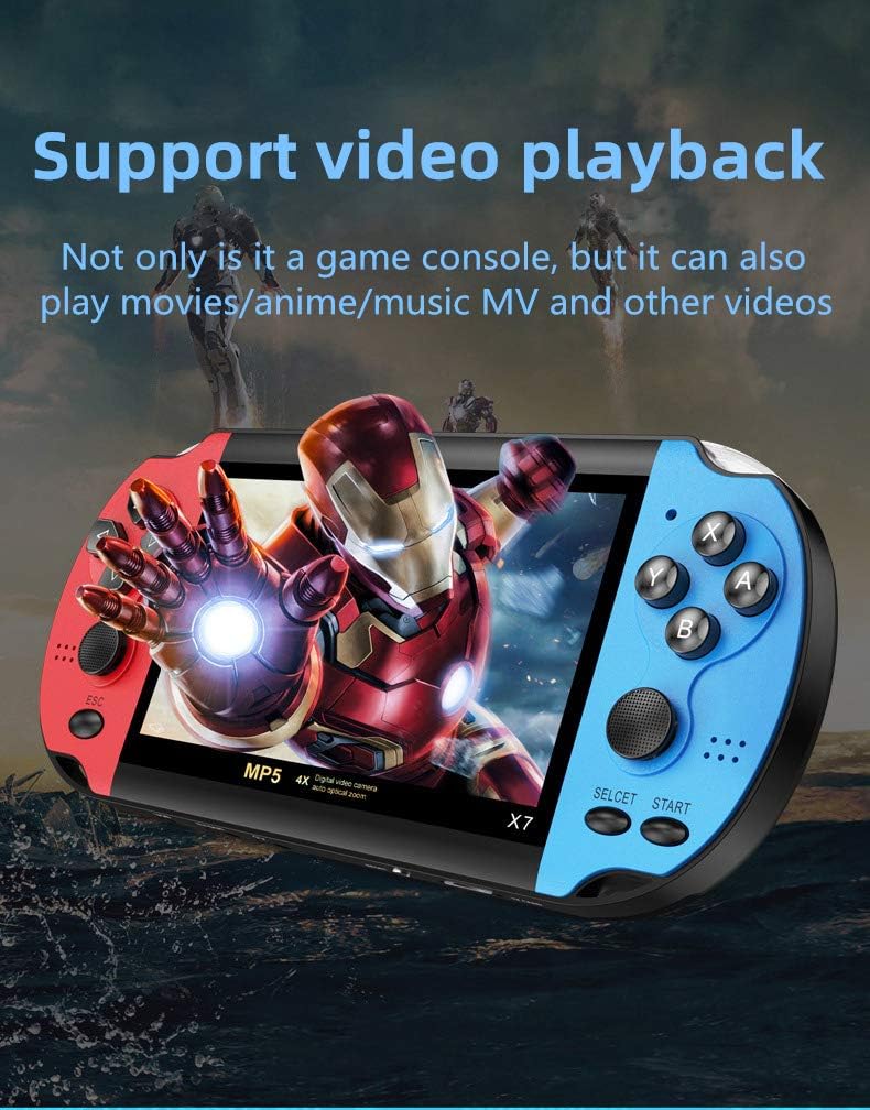 HLF 4.3 inch Dual Joystick Color Video Game Console Built-in 3000 Games Support Arcade CPS/neogeo/gba/gbc/gb/SFC/fc/sega Video Music AV Out Rechargeable Lithium Battery (Bluered): Toys & Games