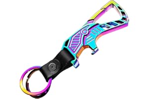zuxiaoyaya Heavy Duty Metal Key Chain,Carabiner Clip Car Keychain,Bottle Opener Keychain and 2 Key Rings for Men and Women Rainbow