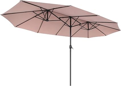 Bigroof Rechteckiger Sonnenschirm 4,5x2,7 M – Doppelseitig, Mit Kurbel & Basis, Für Terrasse & Garten