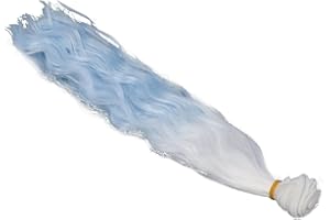 Washable Soft Doll Hair Weft, White to Blue Gradient, 30cm Length, High Temperature Silk Material, Ripple Style, for DIY Hand