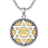 Lattd Star of David Pendant Necklace 925 Sterling Silver Jewish Jewelry Gift for Men Women (01-Star of David & Yahweh 01)