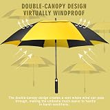 ZOMAKE Golf Umbrella 62in Windproof Double Canopy Yellow Black view 3
