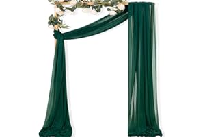 MLMC Emerald Green Wedding Arch Draping Fabric 4 Panels 29" x 6.6 Yards Extra Long Chiffon Drapery Sheer Backdrop Curtains 20ft Outdoor Drapery Panels for Wedding Ceremony Party Ceiling Decoration