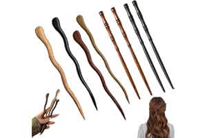 8-Piece Chinese Hairpin Set, Wooden & Bamboo Hair Sticks, 4 Wooden, 2 Black, 2 Brown, Vintage Hair Accessories for Women, Ele