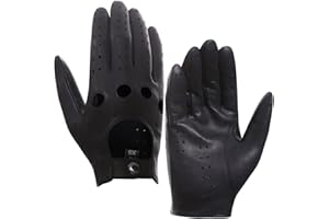 Harssidanzar Mens Lambskin Leather Driving Gloves GM026