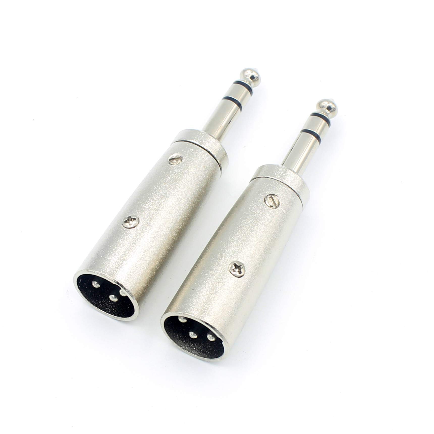 LoongGate XLR 3 Pin Male To 1/4" 6.35mm TRS Male Plug Adapter,Professional Metal Construction Mic Jack Plug Converter - 2 Pack