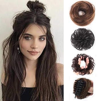 Mini Half Bun Human Hair Updo Chignon Crown Wiglet Extension Women