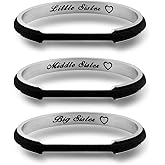 Zuo Bao 3 Sisters Bracelet Big Middle Little Sisters Hair Tie Bracelet Stainless Steel Cuff Bangle (Silver Set)