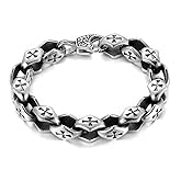 BIYONGDE Mens Stainless Steel Link Chain Cross Bracelet,Chunky Rhombus Link with Engraved Celtic Cross,Spring Hook Clasp, Minimalist Timeless Punk Rock Style