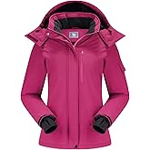 CAMEL CROWN Women's Ski Jacket Waterproof Warm Coat Winter Fleece Snow Coat Hooded Snowboarding Jacket