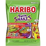 Haribo Gummi Candy, Twin Snakes, 4 oz. Bag (Pack of 12)