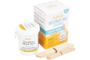 GiGi Brazilian Bikini Wax Microwave Kit - Hard Wax for Sensitive Skin, Face & Body Hair Removal, No Strips Needed, Easy At-Home Waxing Kit