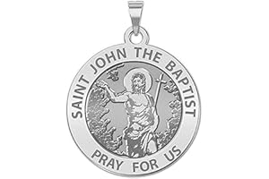PicturesOnGold.com Saint John The Baptist Religious Medal - 3/4 Inch Size of a Nickel - Sterling Silver - Protection Jewelry Christian Gifts for Men & Women