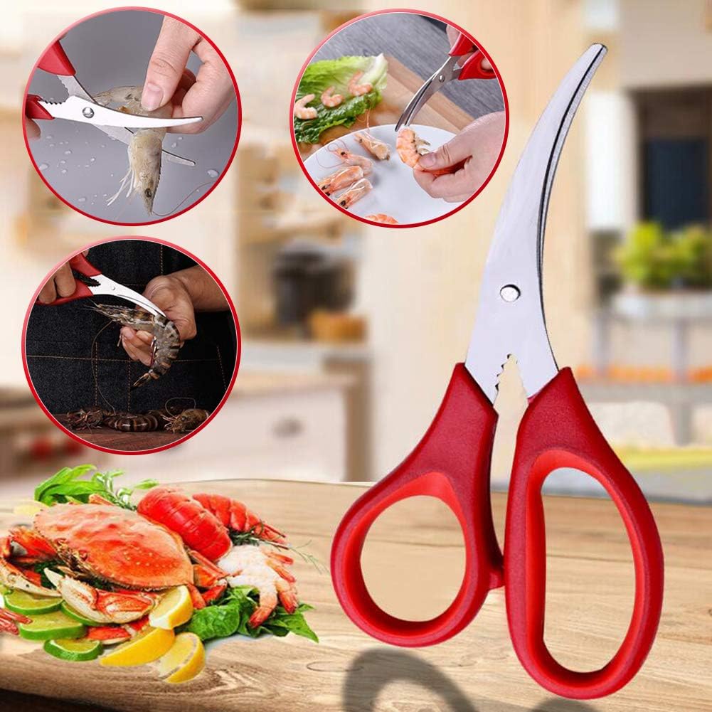 JDSUMS 15 Seafood Tools Picks Set Crackers Tools, 2 Lobster Shellers, 6 Red Picks, 1 Scissor, 6 Stainless Steel Forks for Lobster, Crab, Crawfish and Other Crustaceans - Kitchen Easy-opener Picnic Tools: Kitchen & Dining