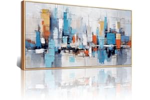 Lapremoly Large Canvas Wall Art For Living Room Wood Framed Wall Decor For Bedroom Office Decoration Urban Architectural Pictures Abstract Wall Paintings Prints Artwork Fashion Home Art Decor 24x48