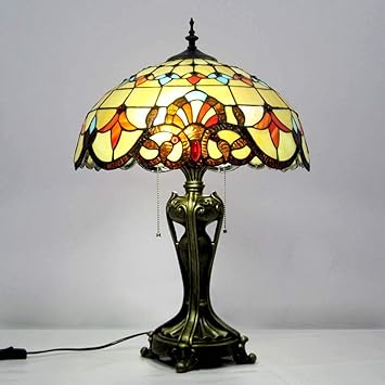 Dshbb Tiffany Style Tischlampe Romantisch Retro Glasmalerei Tischleuchteｓ Gelb Kinderzimmer Wohnzimmerdekoration Nachttischlampen Amazon De Kuche Haushalt