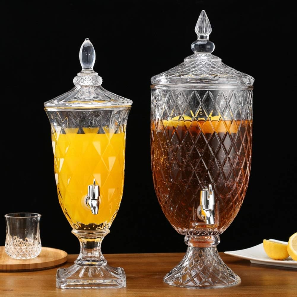 HYXQYJP Drinks Dispenser,with ABS Spigot High Stand And Glass Lid,Juice Dispenser for Juice/Beer/Punch/Iced Tea/Cold Drink (Color : 1.8L, Size : ABS Spigot)