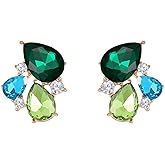 TRWWELL Rhinestone Stud Earrings Small Fancy Crystal Cluster Earrings for Women Brides Dainty Marquise Stud Earrings for Wedding Party Prom Jewelry Gift