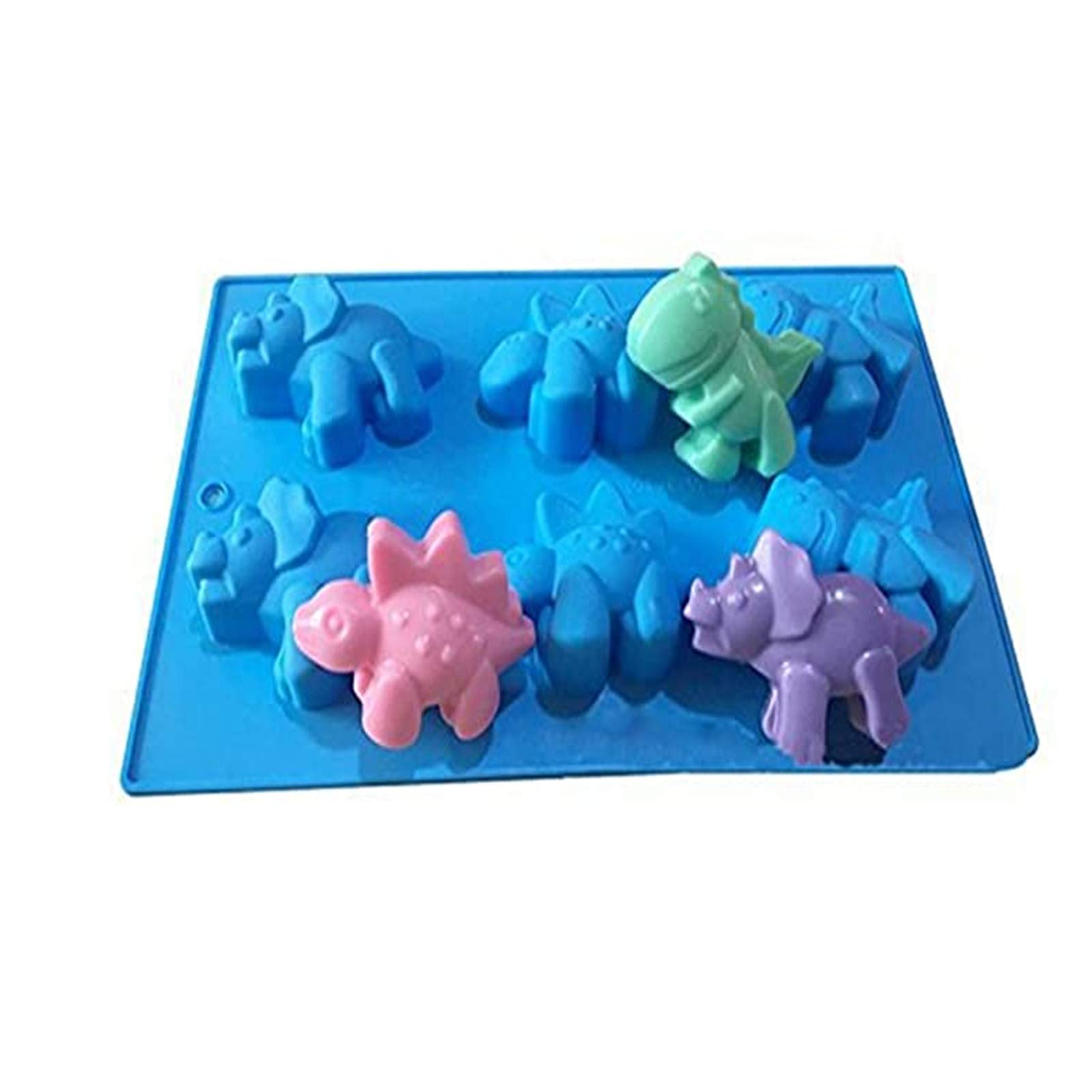 Chikanb 6 Cavity Dinosaur Silicone Cake Mould, 1 Pcs DIY Dinosaur 3D Mold for Gummies Cake Chocolates Ice Cube Baking Tools, Make Dessert For Kids Birthday, Soap Crafts Decorations Christmas Party
