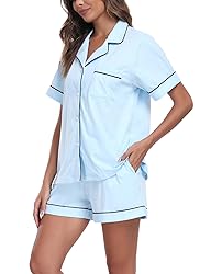 COLORFULLEAF Womens 100% Cotton Pajamas Short Set