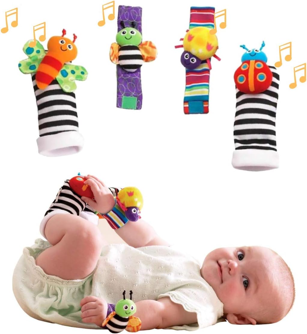 BBS Baby Wrist Rattle Baby Socks, Animal Toys Set Soft Animal Toy Suitable for Kids