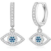 Evil Eye Earrings for Women 925 Sterling Silver Blue Evil Eye Hoops Earrings Dangle Earrings Jewelry Charm Gifts