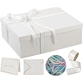 Rinrda Extra Large Gift Box 16.5x13x5.5 inches,White Gift Boxes with Lids for Presents,Perfect for Birthday,Valentine's Day,Christmas,Anniversaries,Contains Card,Ribbon,Shredded Paper Filler.